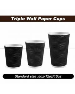 Biodegradable Black Triple Wall 8oz (25)